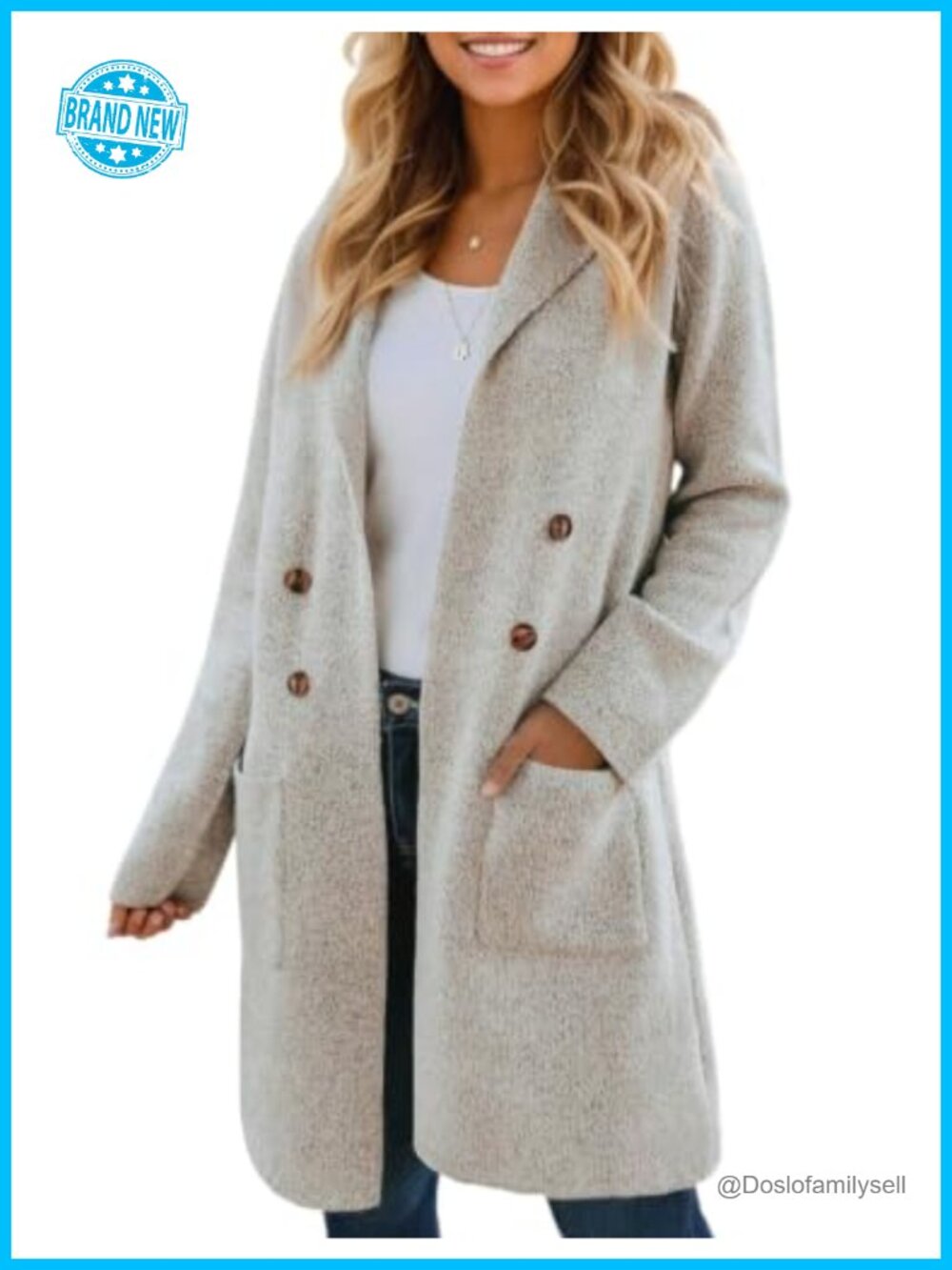 Womens Long Open Front Cardigan Coatigan Chunky Knit Sweater Coat